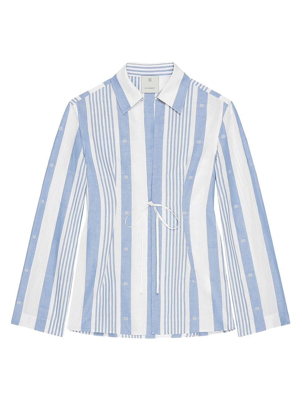 Womens Plage Shirt in Cotton and Linen with 4G Stripes Product Image