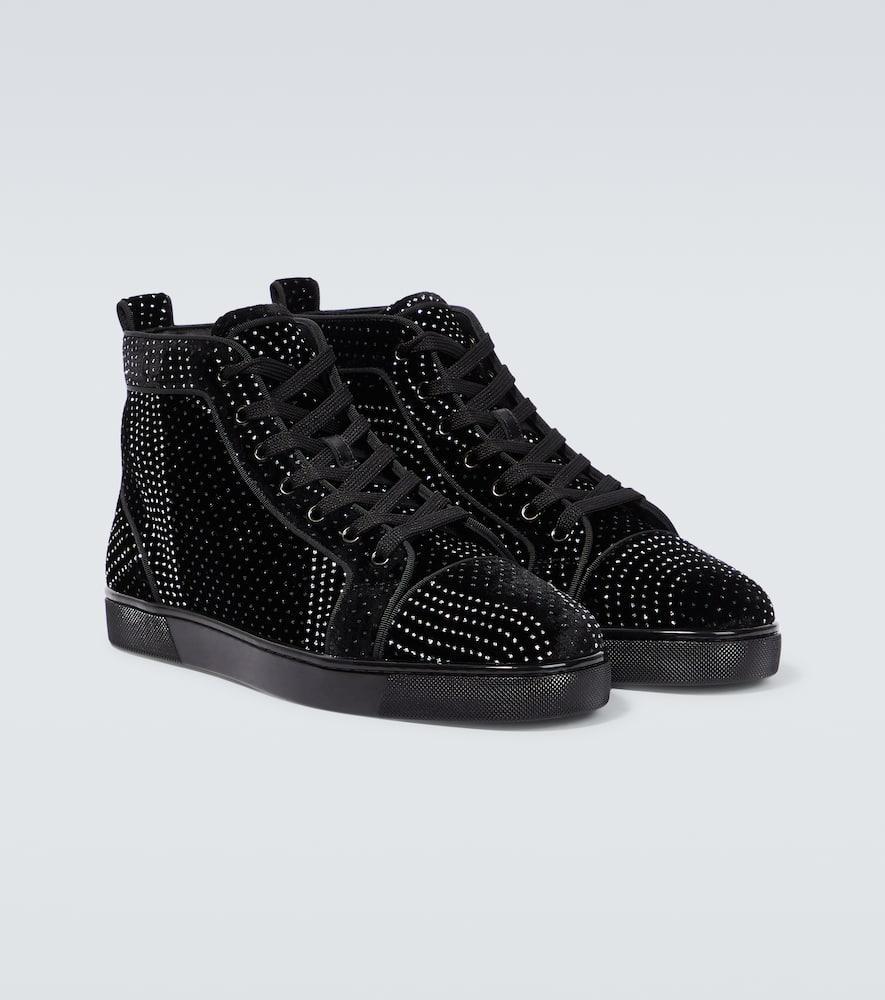 CHRISTIAN LOUBOUTIN Louis Suede Embellished Sneakers In Black Product Image