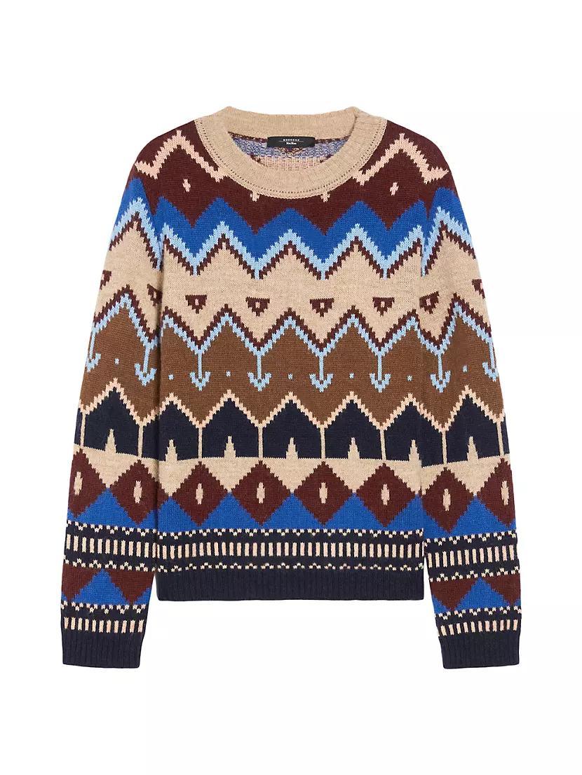 Paride Geometric Intarsia-Knit Crewneck Sweater Product Image