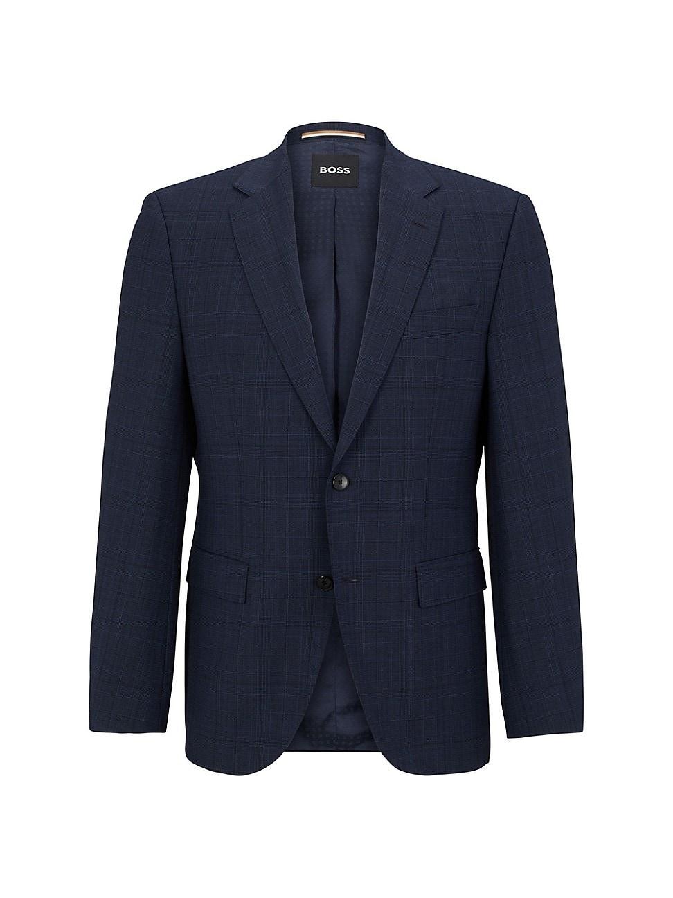 Mens Regular-Fit Suit in Checked Virgin Wool Product Image