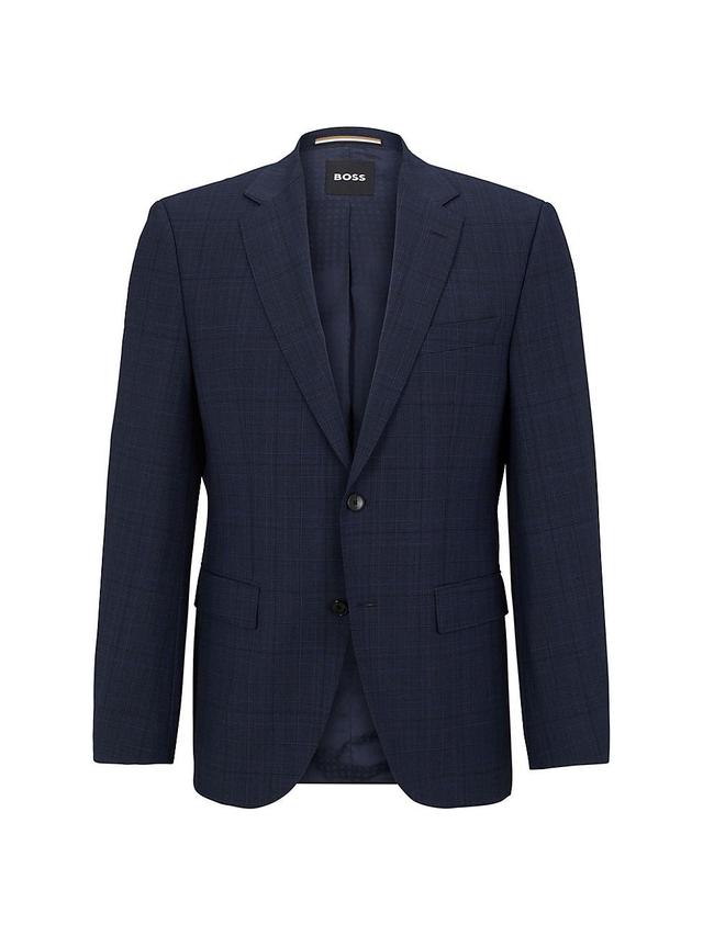 Mens Regular-Fit Suit in Checked Virgin Wool Product Image