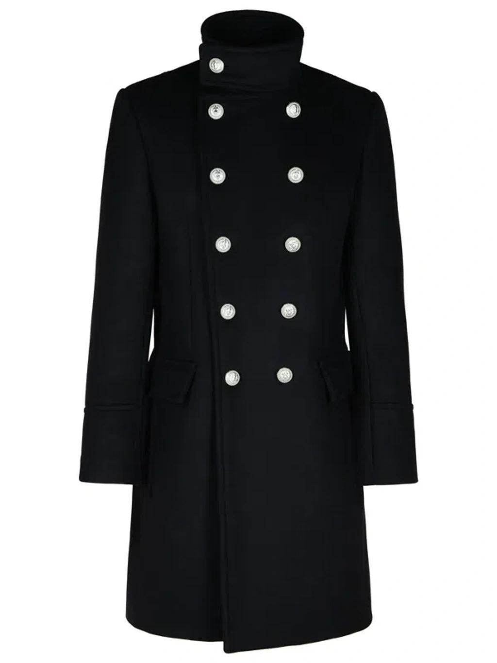 Black Wool Blend Coat Product Image