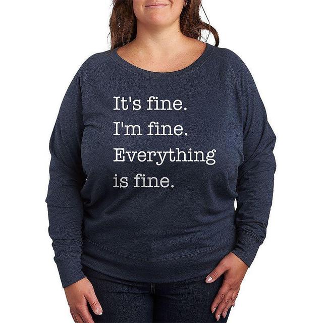 Plus Size Its Fine Im Fine Lightweight French Terry Sweatshirt, Girls Grey Indigo Product Image