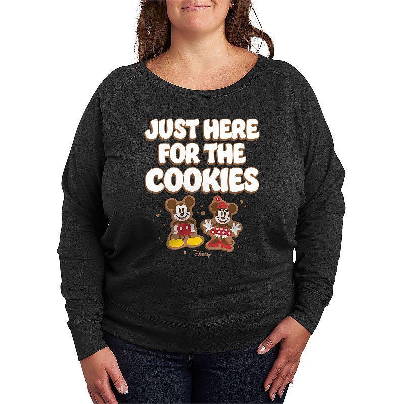 Disneys Mickey & Minnie Mouse Plus Size Just Here For The Cookies Lightweight French Terry Sweatshirt, Girls Grey Heather Product Image