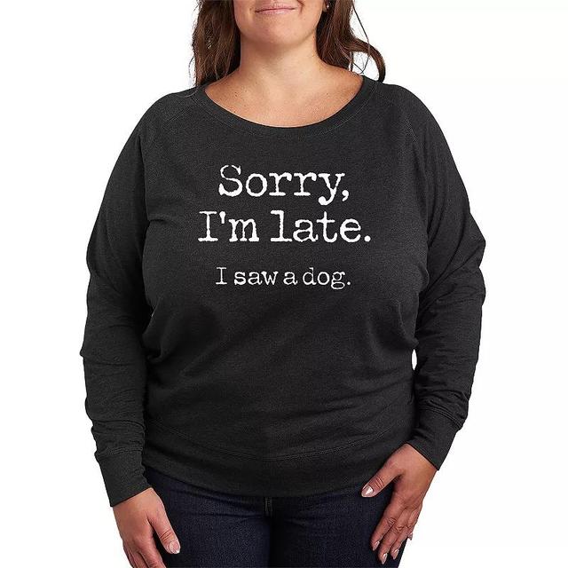 Plus Size I Saw A Dog Lightweight French Terry Sweatshirt, Womens Grey Green Product Image