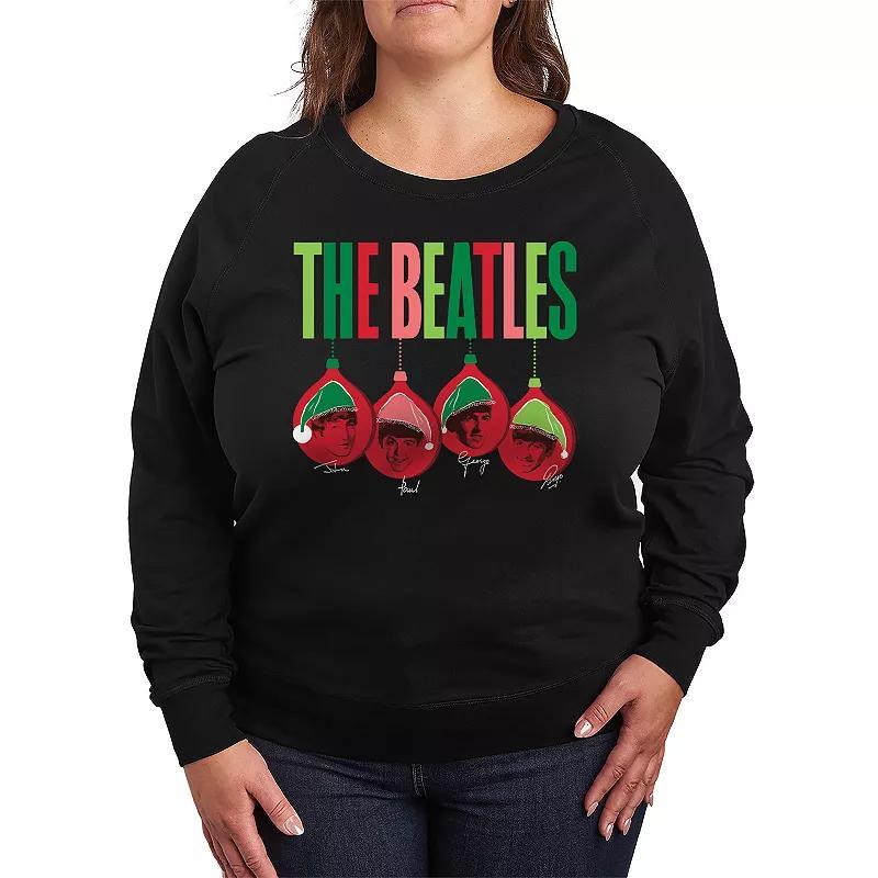 Plus Size The Beatles Santa Hats Christmas Ornaments Lightweight French Terry Sweatshirt, Womens Product Image