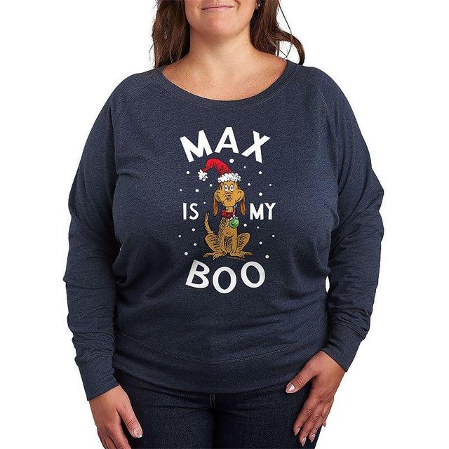 Plus Size Dr. Seuss The Grinch Max Is My Boo Lightweight French Terry Sweatshirt, Womens Grey Indigo Product Image