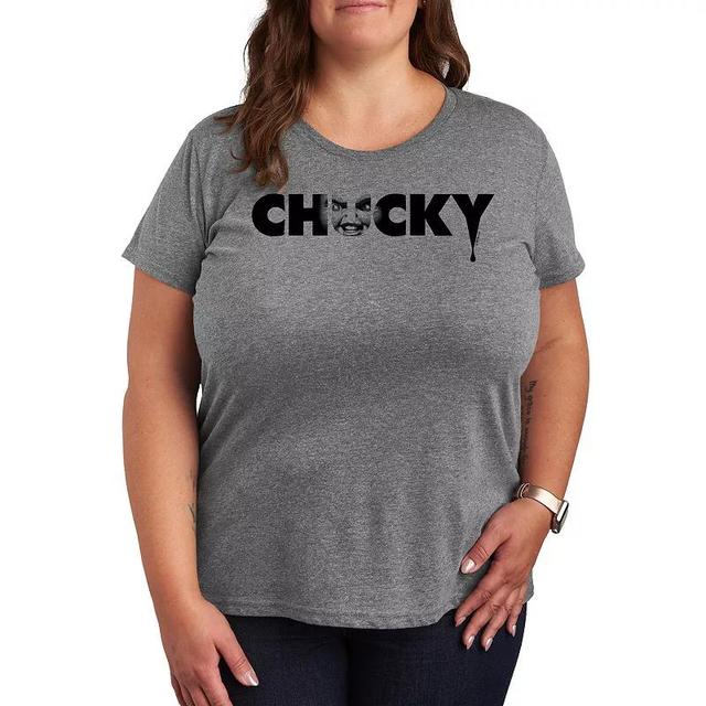 Plus Size Chucky Chucky Face Graphic Tee, Womens Grey Gray Product Image