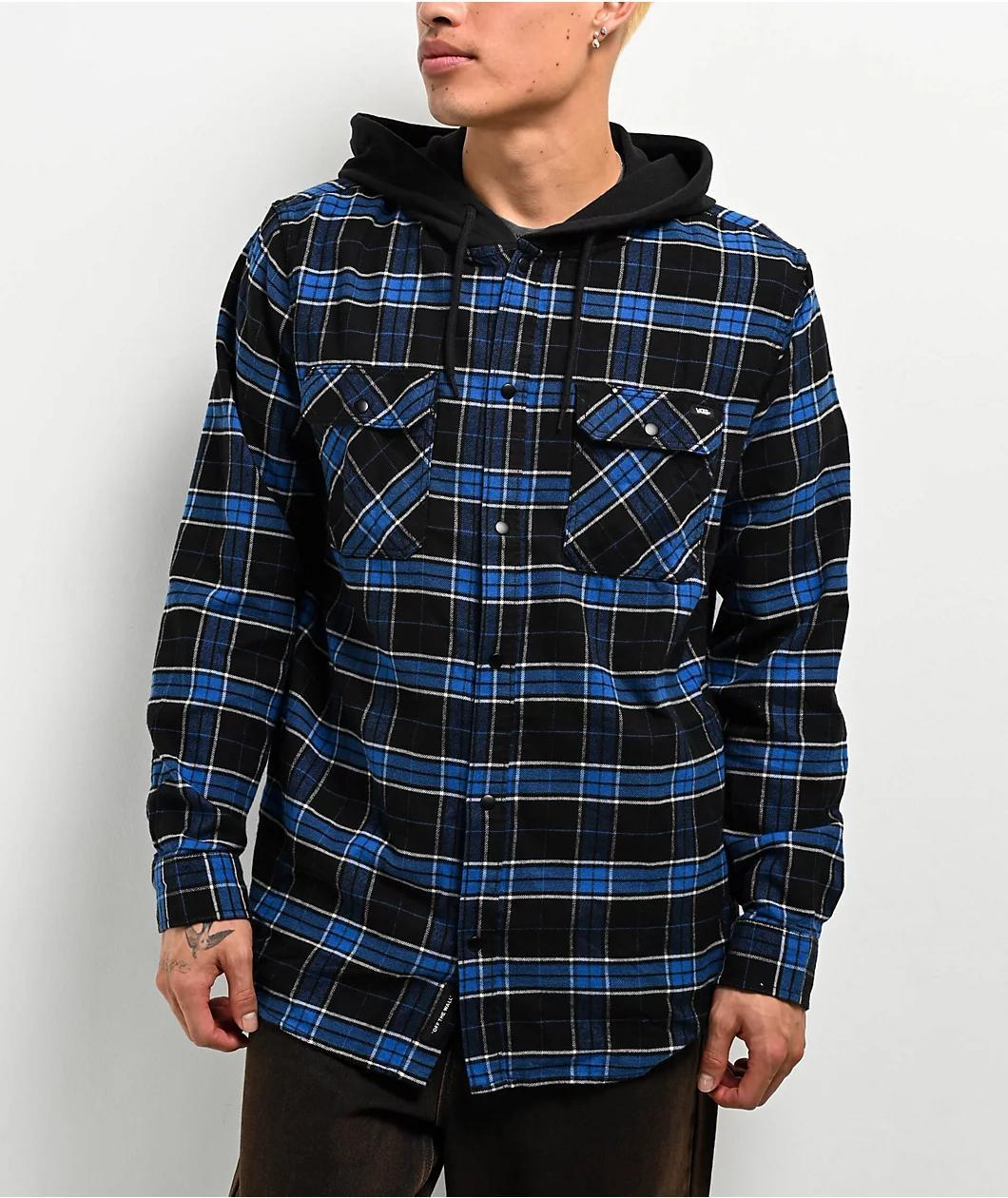 Vans Parkway II Black-True & Blue Hooded Flannel Shirt Product Image