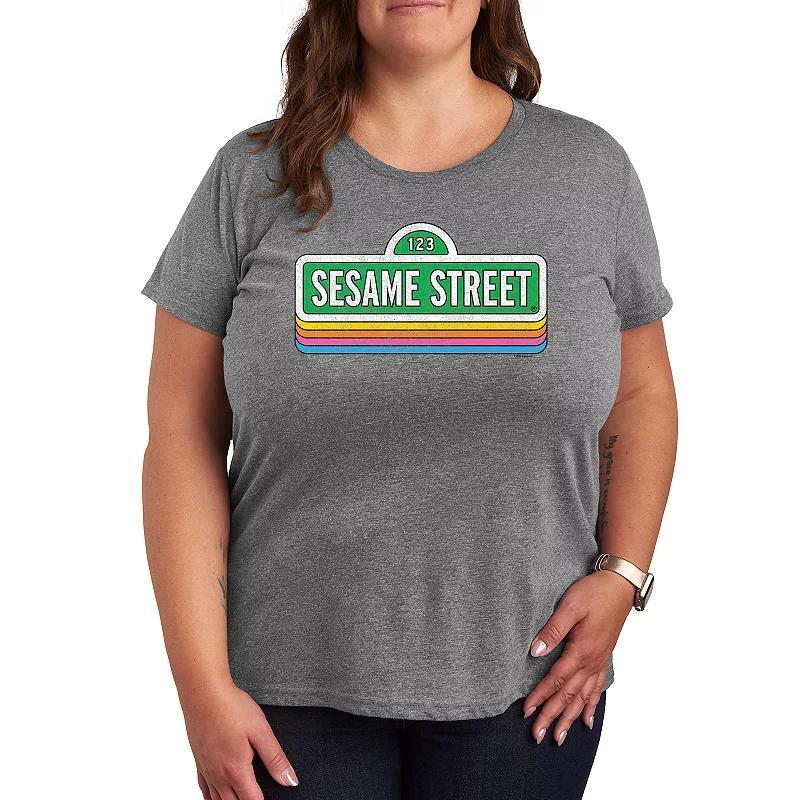 Plus Sesame Street Logo Repeated Graphic Tee, Womens Product Image