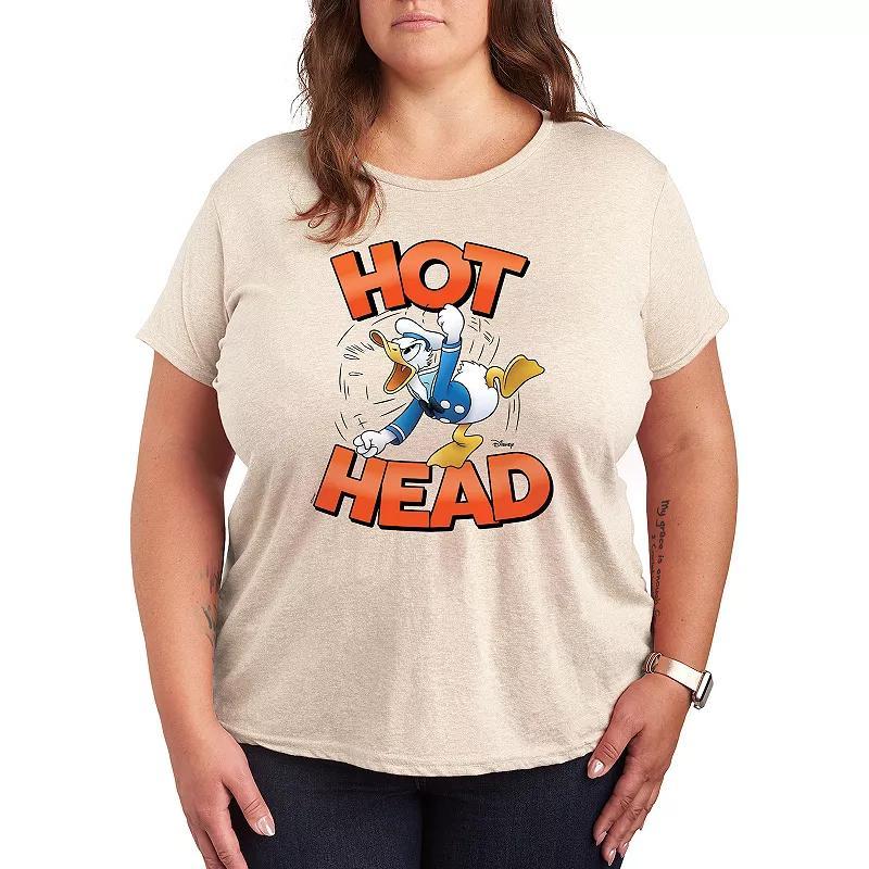 Disneys Donald Duck Plus Hot Head Graphic Tee, Womens Beig/Green Product Image