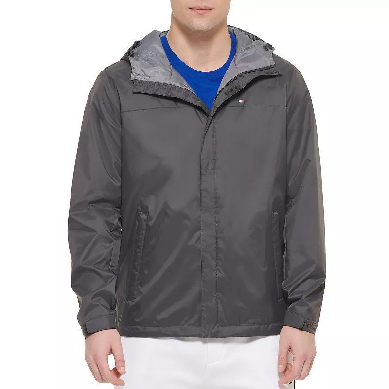 Big & Tall Tommy Hilfiger Hooded Rain Jacket, Mens Grey Product Image