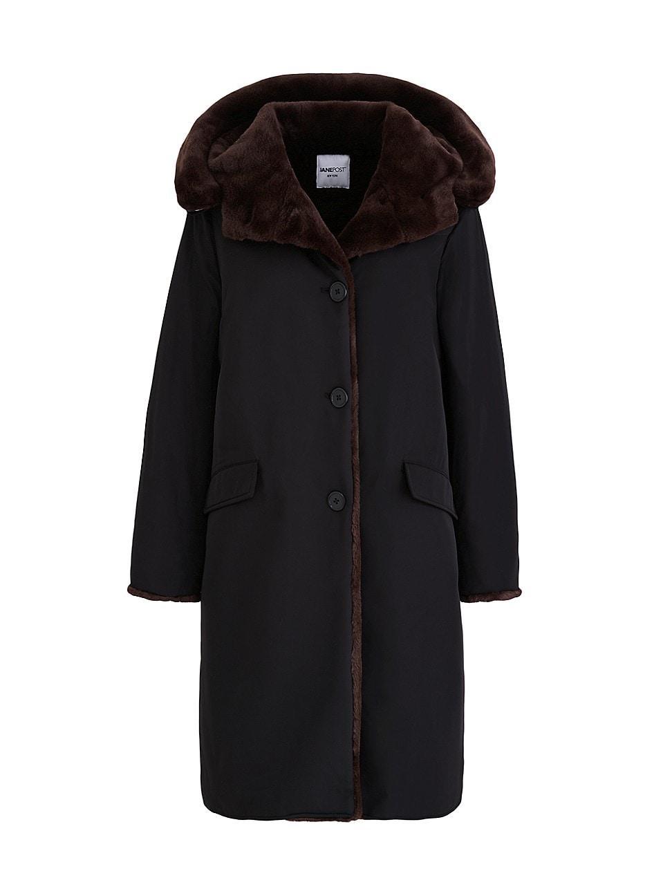 Womens Faux-Fur-Lined Button-Front Coat product image