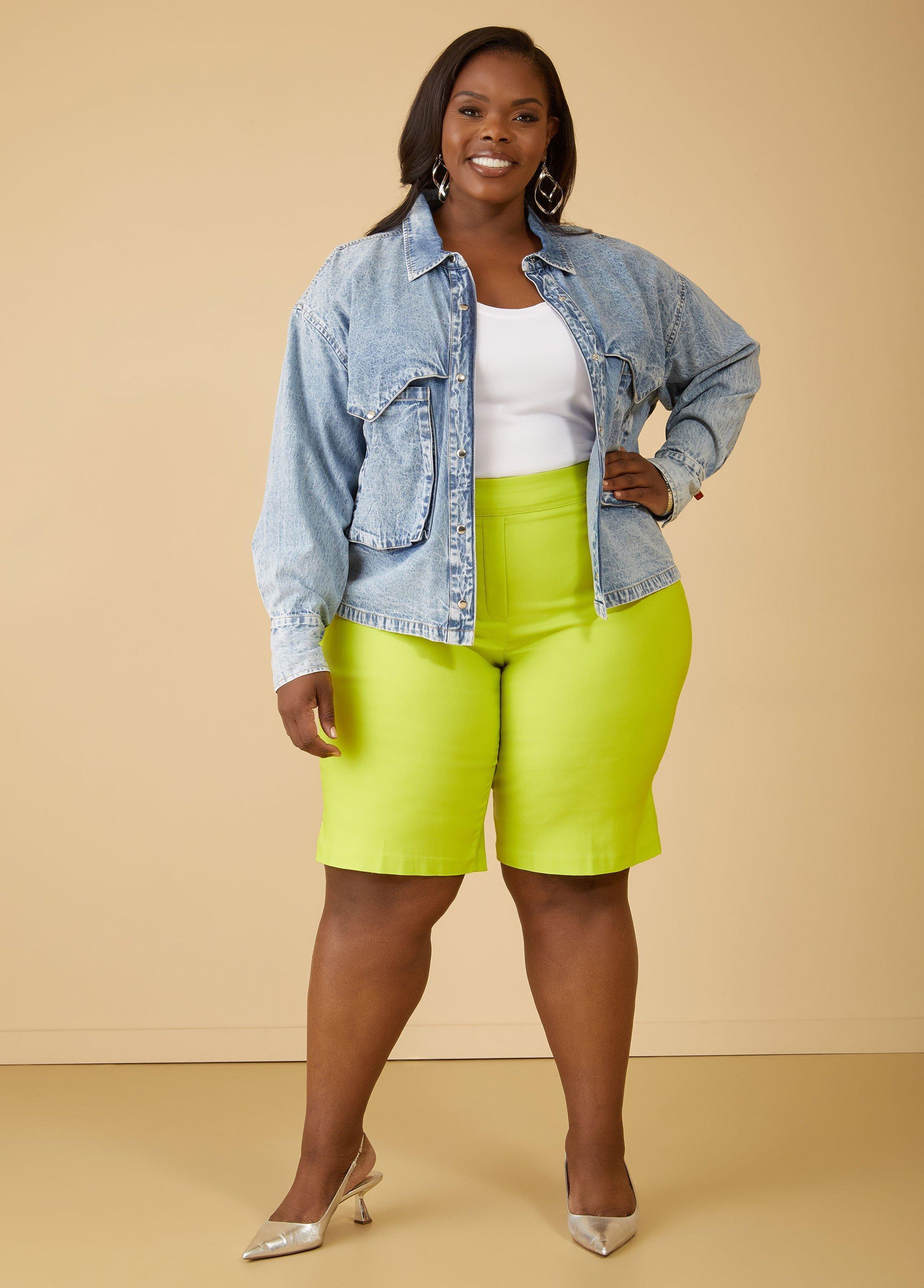 Plus Size Power Stretch Twill Bermuda Shorts Ashley Stewart Product Image