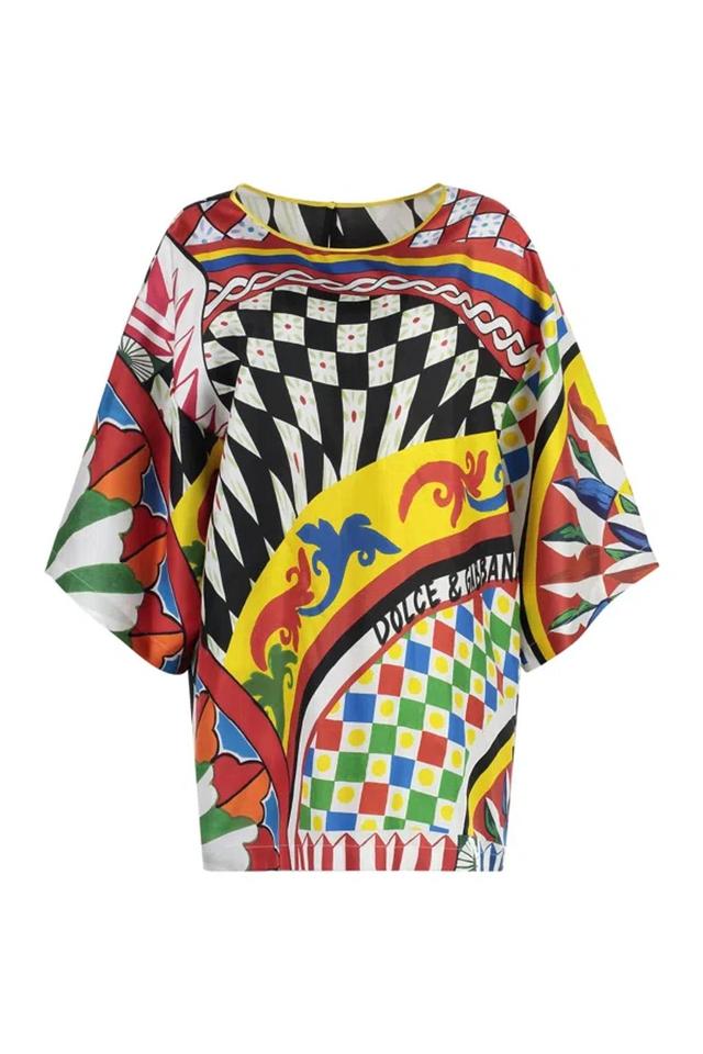 Printed Silk Blouse In Multicolor Product Image