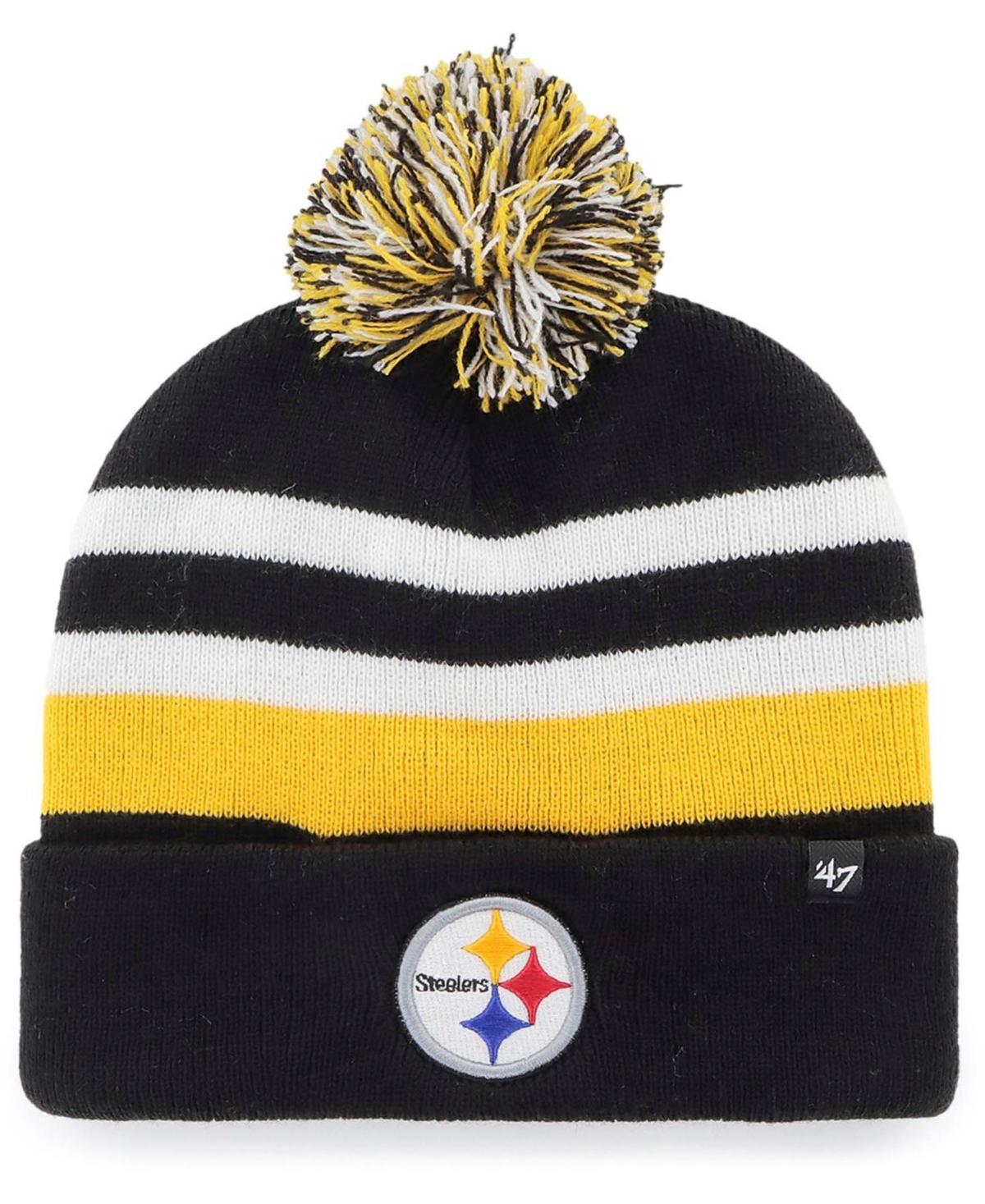 Mens Black Pittsburgh Steelers State Line Cuffed Knit Hat with Pom Product Image