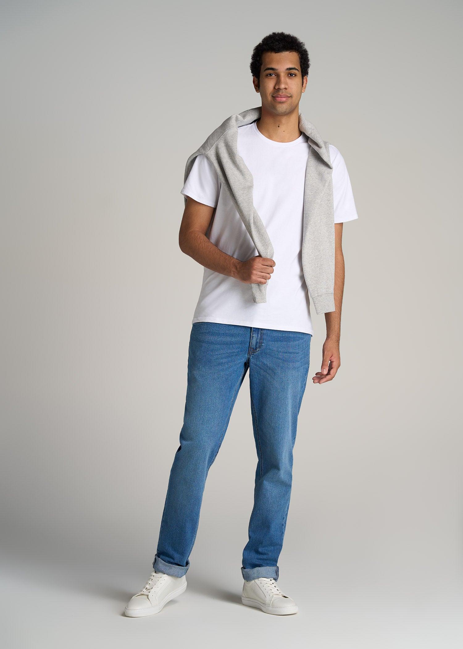 The Essential REGULAR-FIT Crew-Neck Men's Tall Tees in White Male Product Image