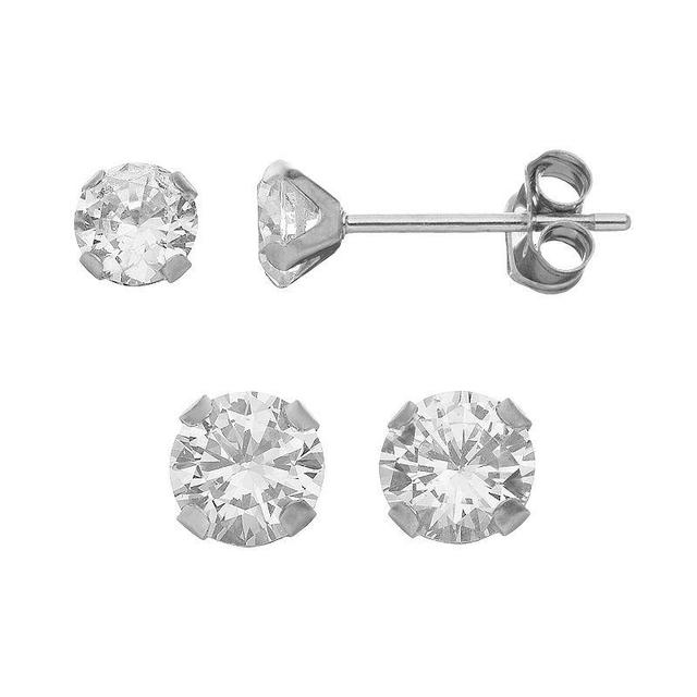 Taylor Grace Cubic Zirconia 10k White Gold Stud Earring Set, Womens, 10k Whgold Product Image