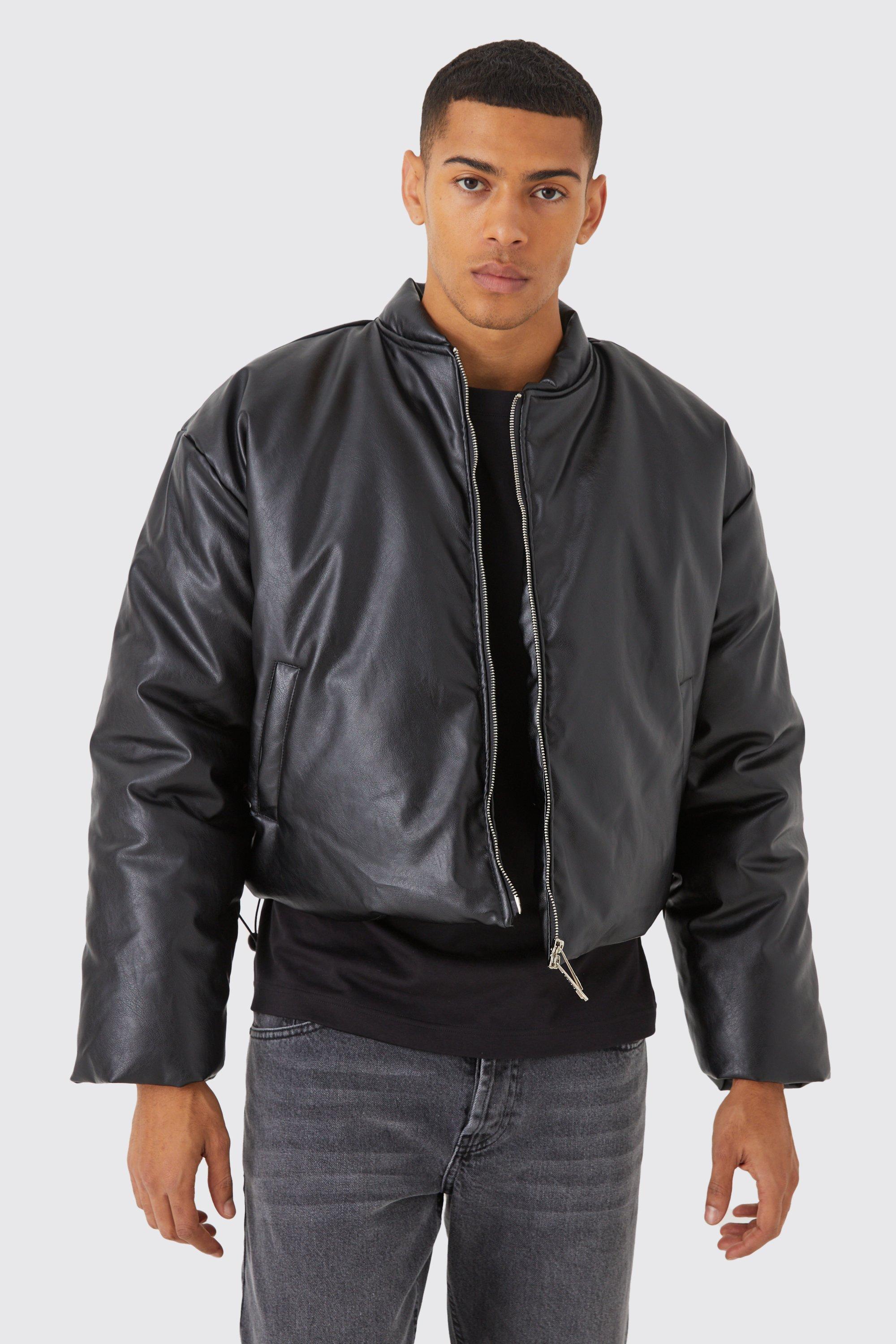 Boxy Pu Volume Padded Puffer Bomber | boohooMAN USA Product Image