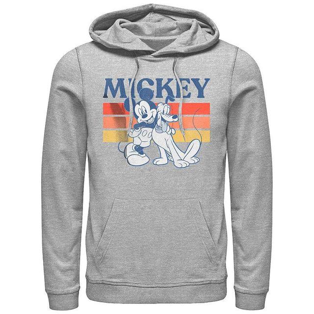 Mens Mickey Mouse Pluto and Mickey Retro Graphic Hoodie Med Grey Product Image