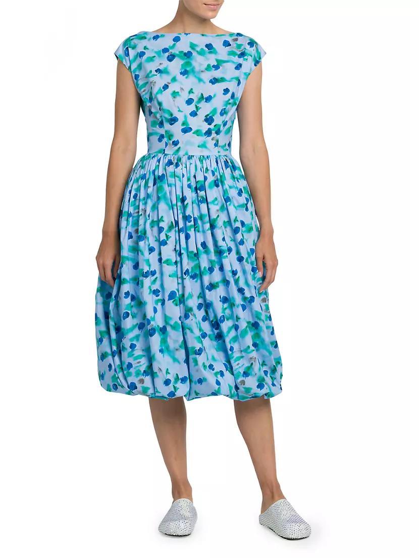 Cap-Sleeve Cotton Midi-Dress Product Image