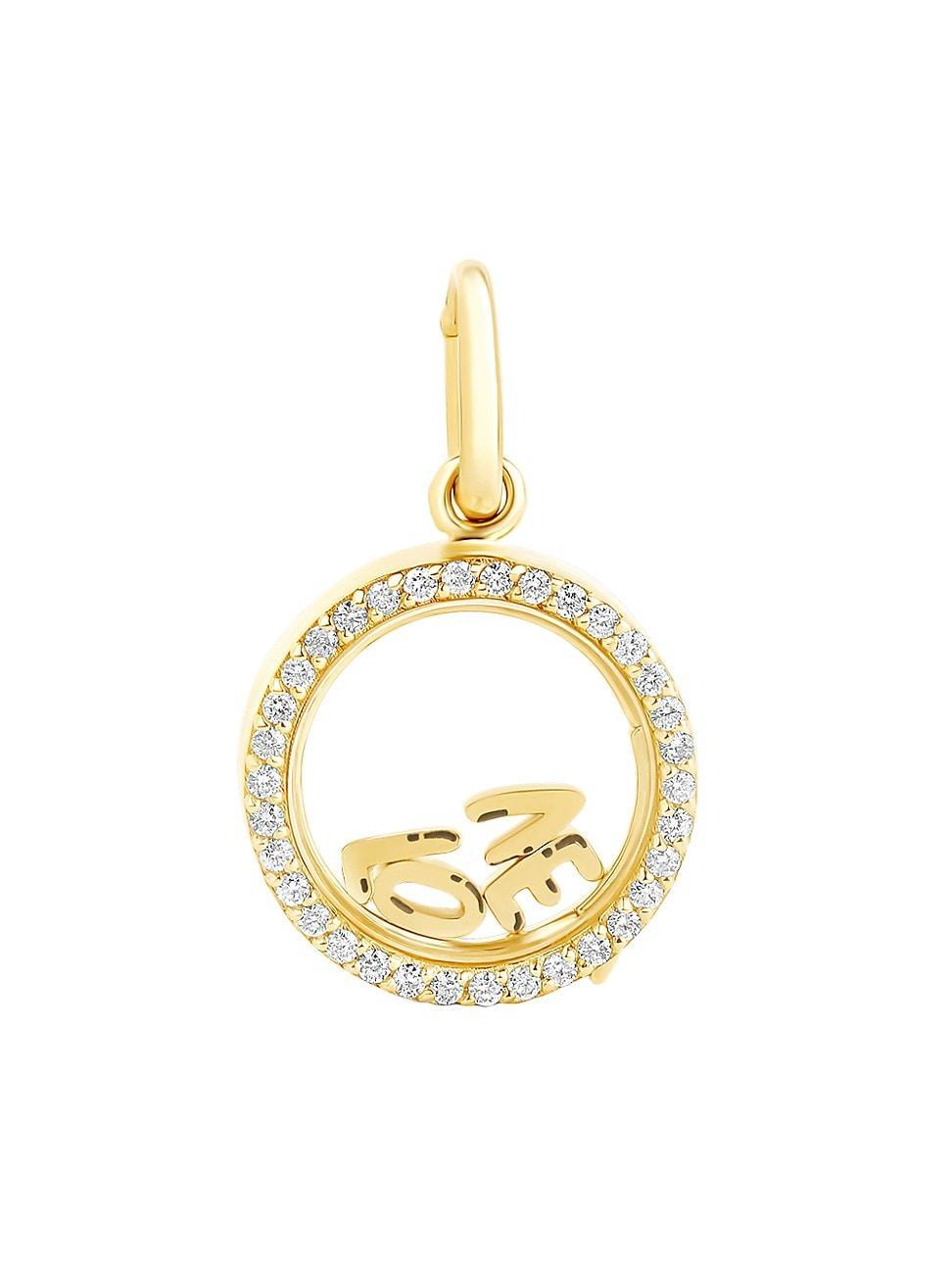 Womens 14K Yellow Gold, Glass & 0.2 TCW Diamond Mini Love Locket Product Image