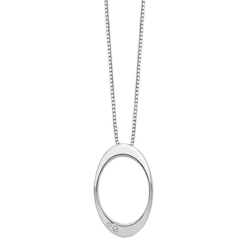 White Ice Sterling Silver Diamond Accent Open Oval Necklace, Womens Product Image