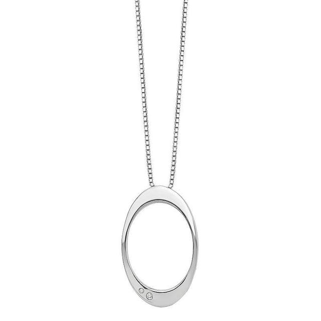 White Ice Sterling Silver Diamond Accent Open Oval Necklace, Womens Product Image