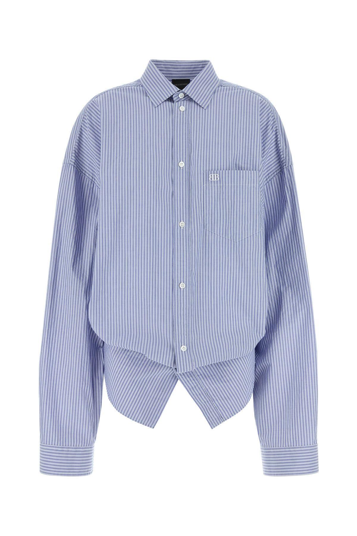 BALENCIAGA L/s Knotted Shirt, Blouse In Blue Product Image