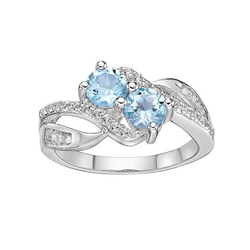 Gemminded Sterling Silver Blue & White Topaz Ring, Womens Product Image