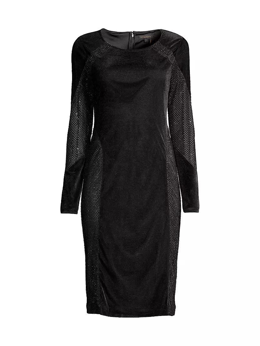 Social Occasion Velvet & Mesh Cocktail Dress Product Image