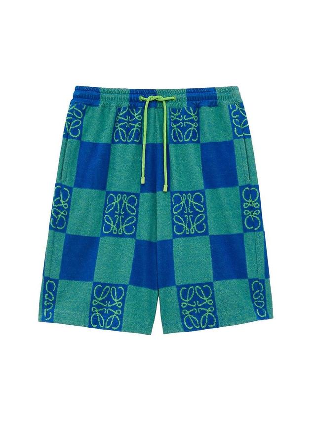 Mens LOEWE x Paulas Ibiza Checked Logo Cotton-Blend Shorts Product Image