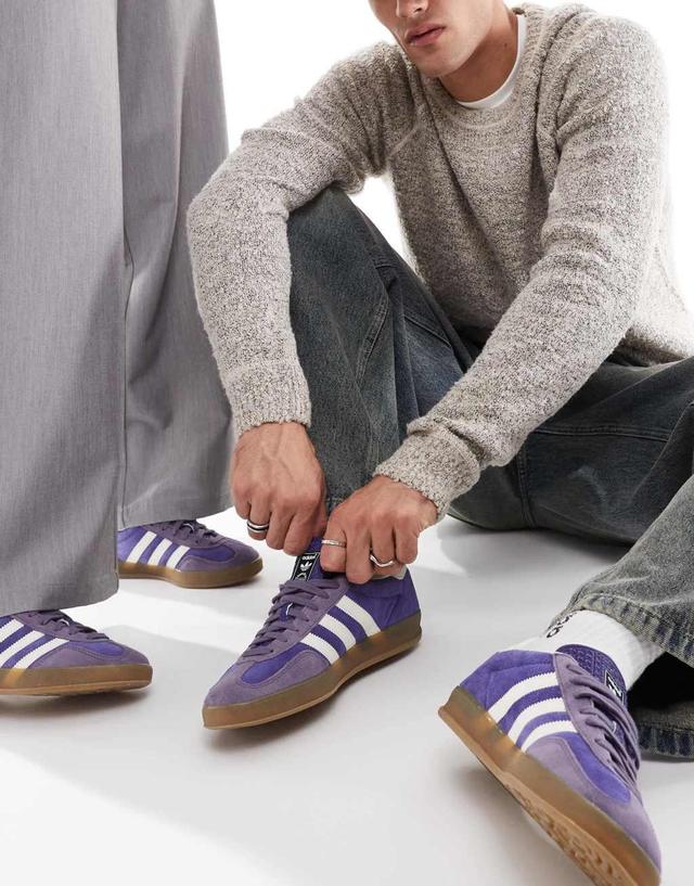 adidas Originals Gazelle Indoor sneakers in purple and white Product Image