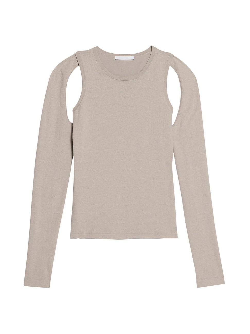 Womens Cotton Cut-Out Crewneck Sweater Product Image