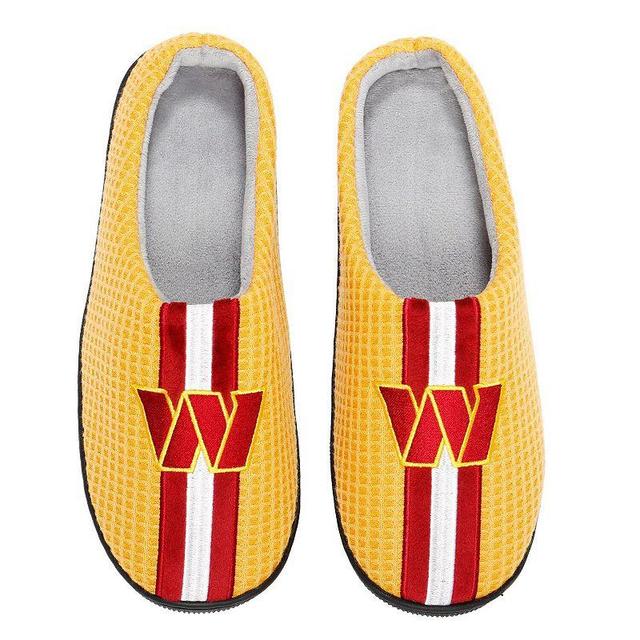 Mens FOCO Gold Washington Commanders Team Stripe Memory Foam Slide Slippers Product Image