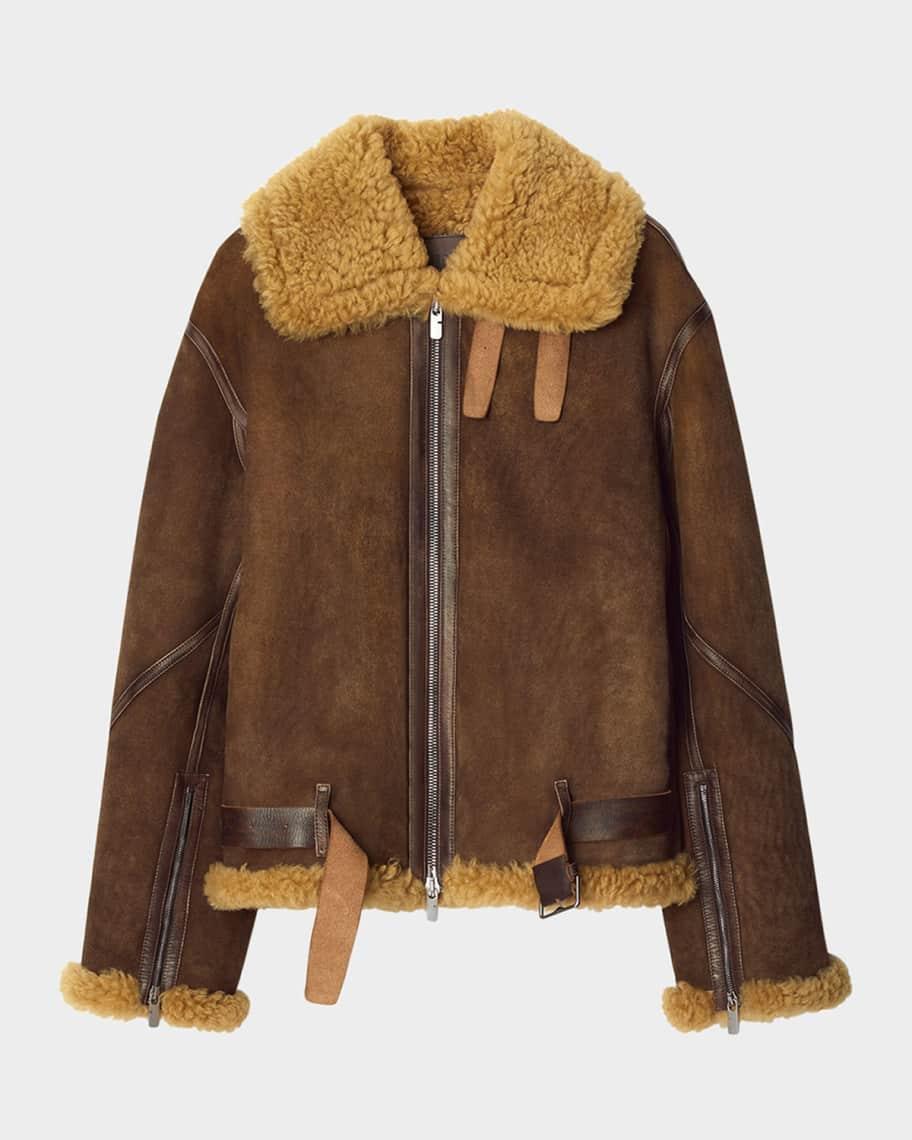 Mens Belted Sheep Shearling Coat Product Image