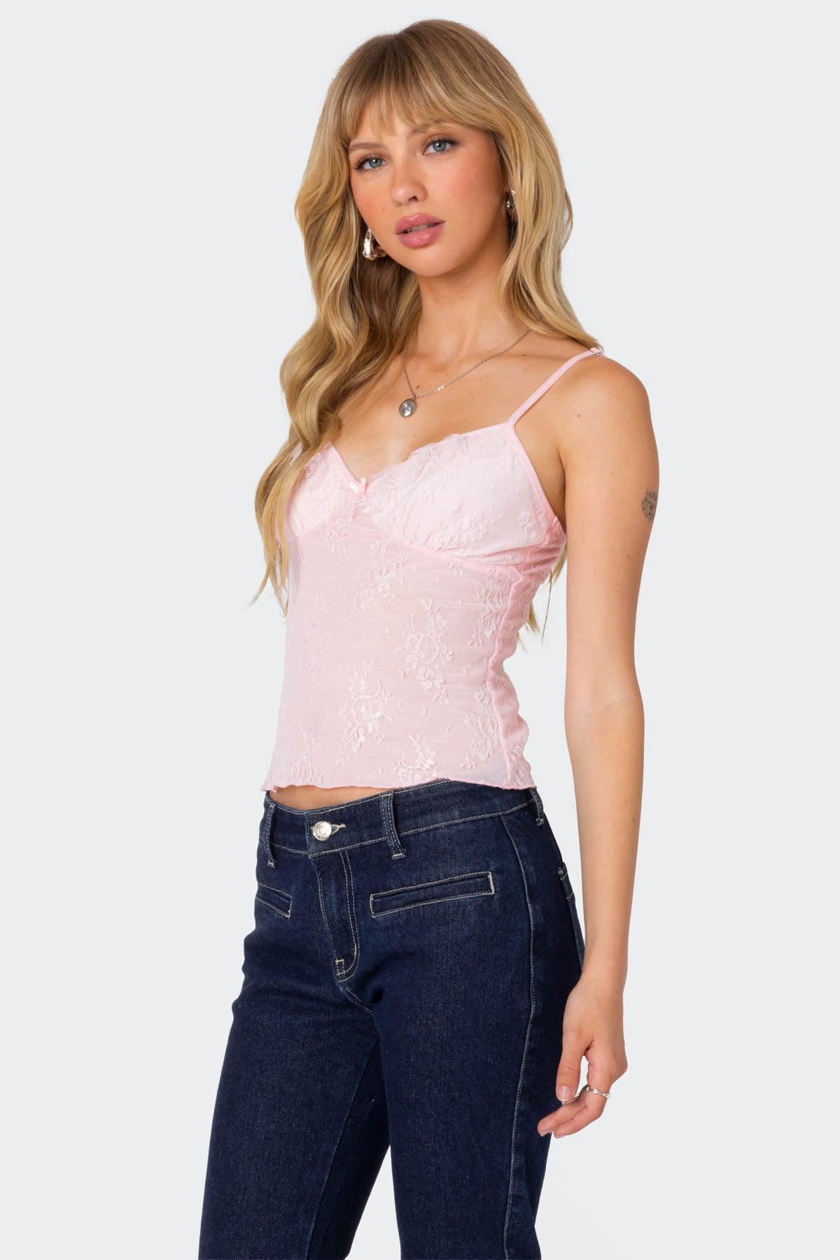 Angelina Sheer Lace Tank Top Product Image