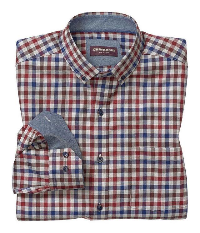 Johnston & Murphy Multi-Color Heather Gingham Long-Sleeve Woven Shirt Product Image