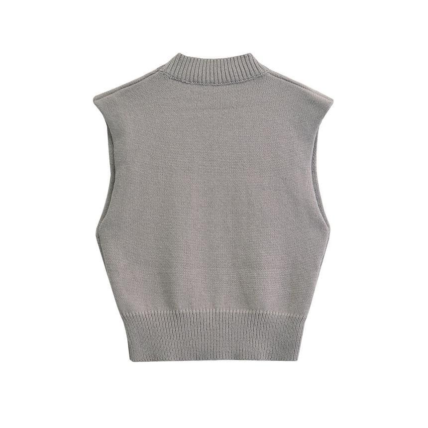 Crew Neck Melange Sweater Vest Product Image