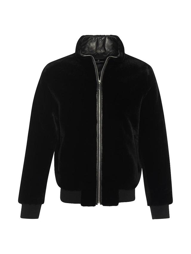 Mens Shearling Lamb Bomber Jacket Product Image