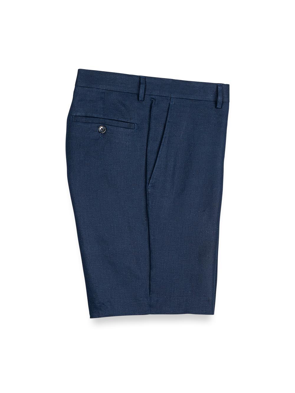 Linen Flat Front Shorts - Indigo Product Image