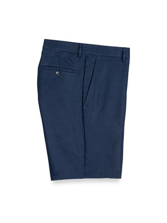 Linen Flat Front Shorts - Indigo Product Image