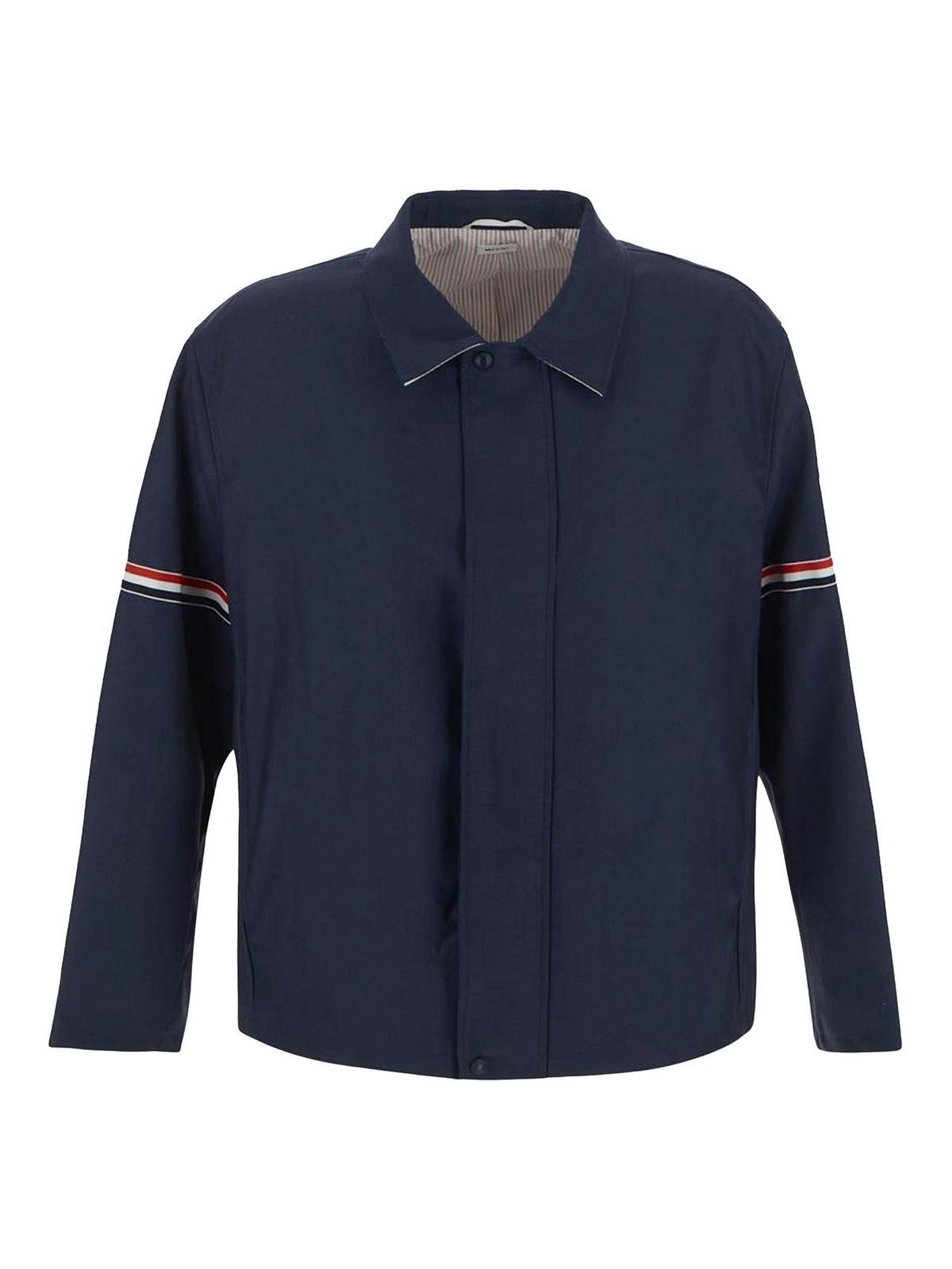 THOM BROWNE Zipped Jacket In Azul Product Image