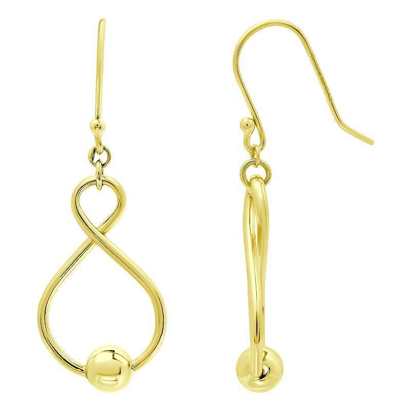 Aleure Precioso Sterling Silver Bead Infinity Drop Earrings, Womens, Gold Product Image