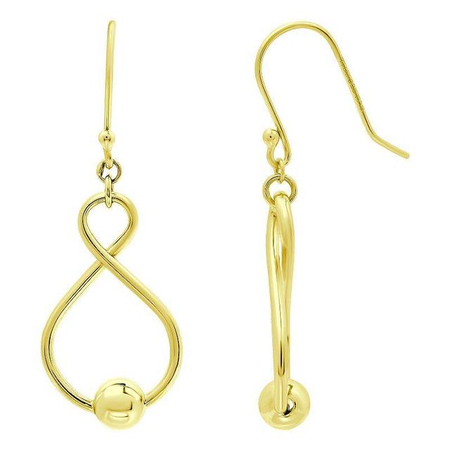 Aleure Precioso Sterling Silver Bead Infinity Drop Earrings, Womens, Gold Tone Product Image