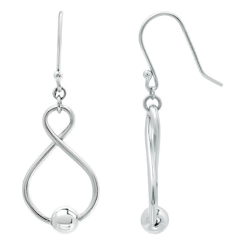 Aleure Precioso Sterling Silver Bead Infinity Drop Earrings, Womens, Silver Tone Product Image