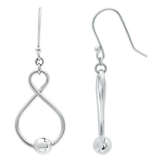 Aleure Precioso Sterling Silver Bead Infinity Drop Earrings, Womens Product Image