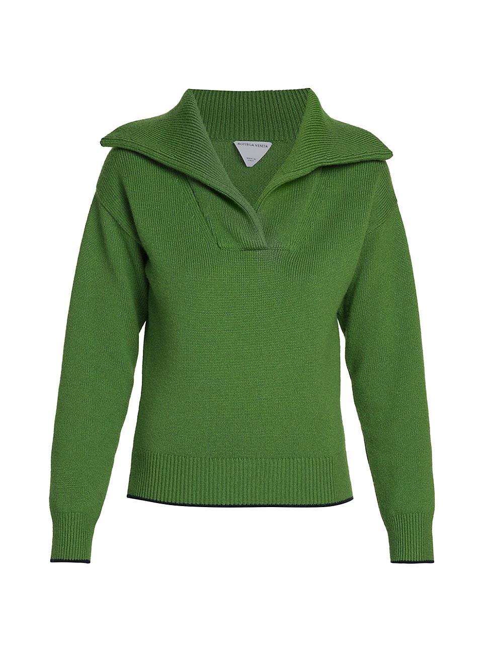 Womens Ribbed Wool Polo Sweater Product Image