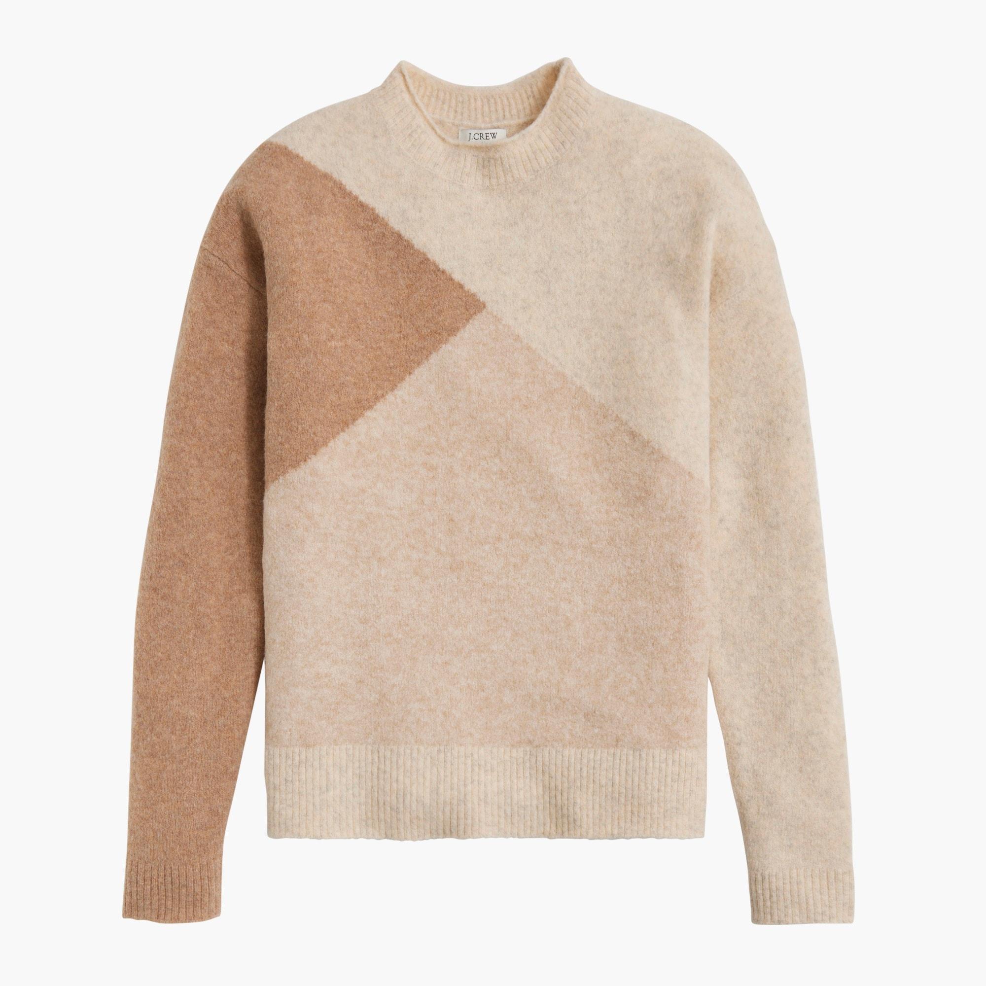 Colorblock mockneck sweater in extra-soft yarn Product Image