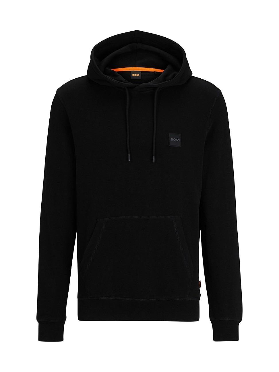 Mens French-Terry-Cotton Hooded Sweatshirt With Logo Patch Product Image